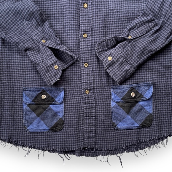 “Greg Lauren Style” Deconstructed Plaid Flannel Shirt - Picture 5 of 7